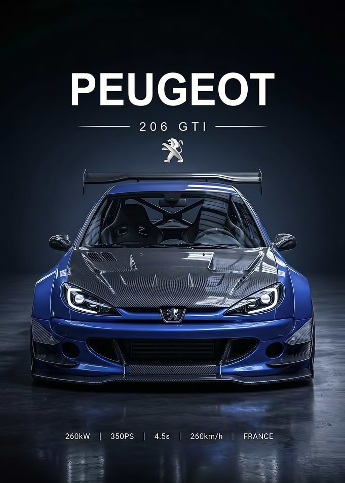sleek Peugeot 206 GTI Race Car poster