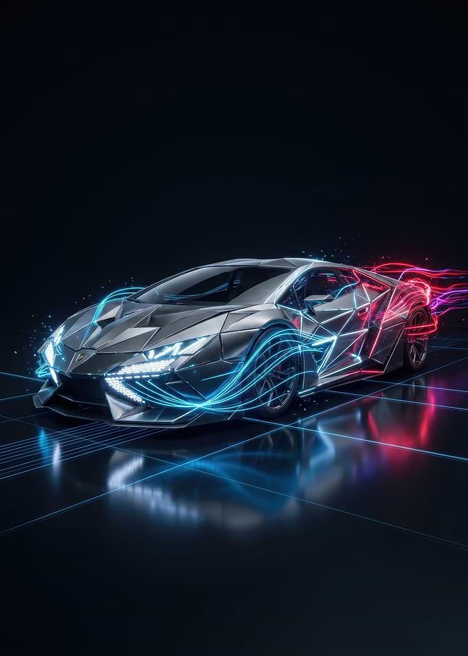 Futuristic Sports Car with Neon Lights