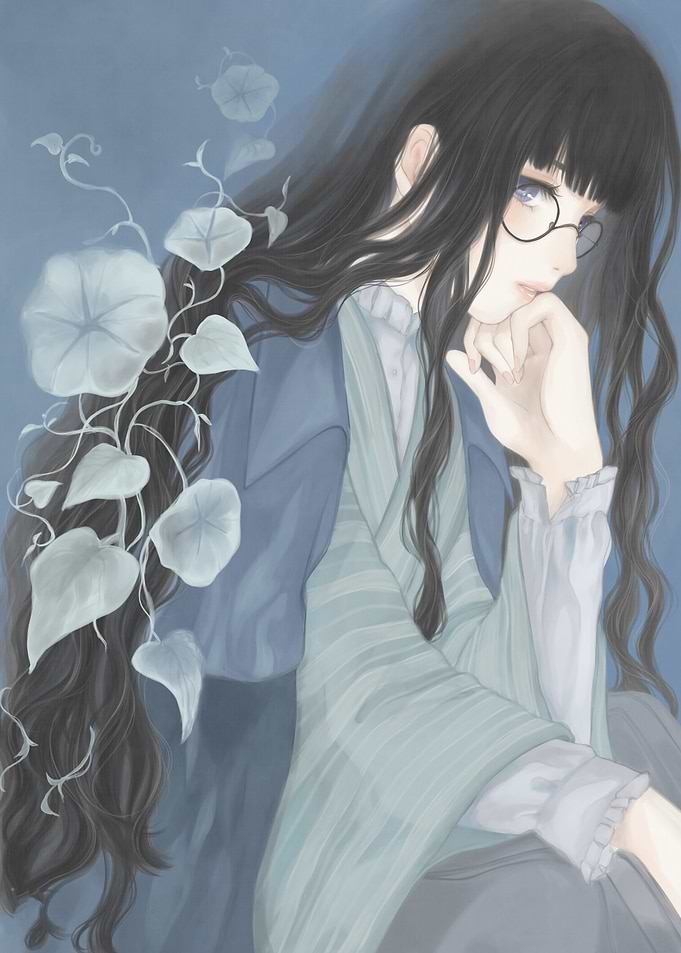 Girl with Morning Glories