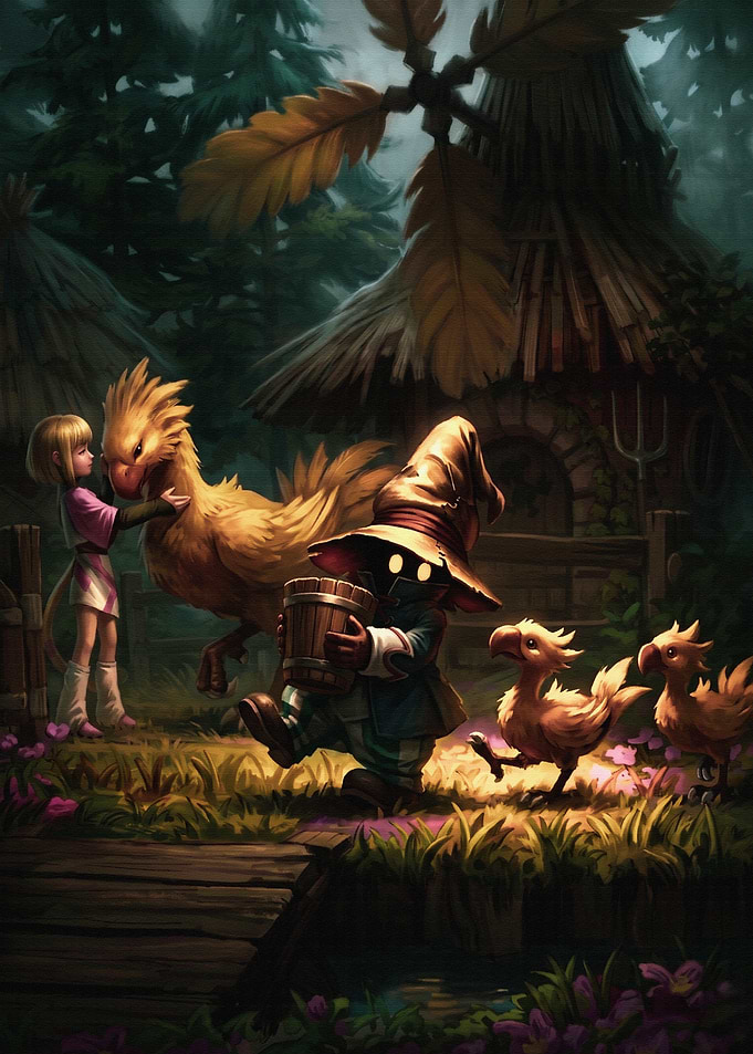 Vivi and Chocobos in a Forest