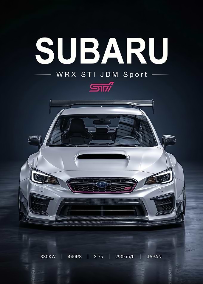 sleek white Subaru WRX STI JDM Sport Car