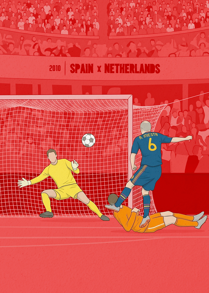 Spain vs Netherlands 2010 World Cup Retro Art