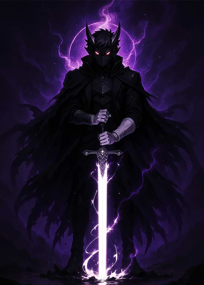 Dark Warrior with Glowing Sword