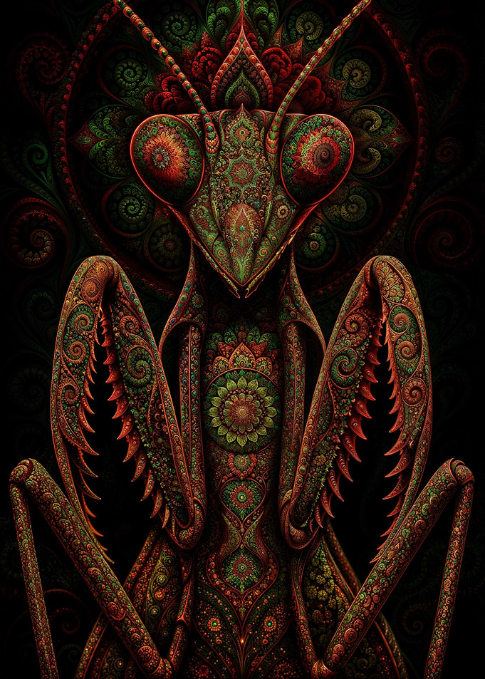 Psychedelic Mandala Praying Mantis
