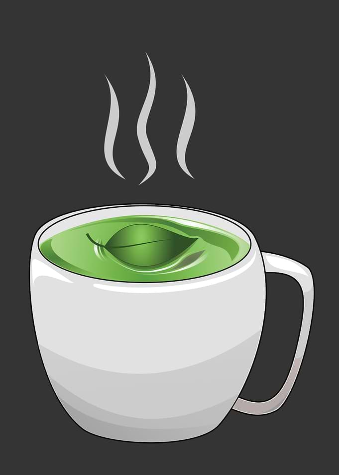 Steaming Green Tea in a White Mug