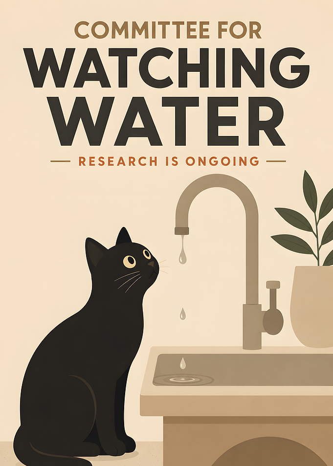 Cat Watching Dripping Faucet