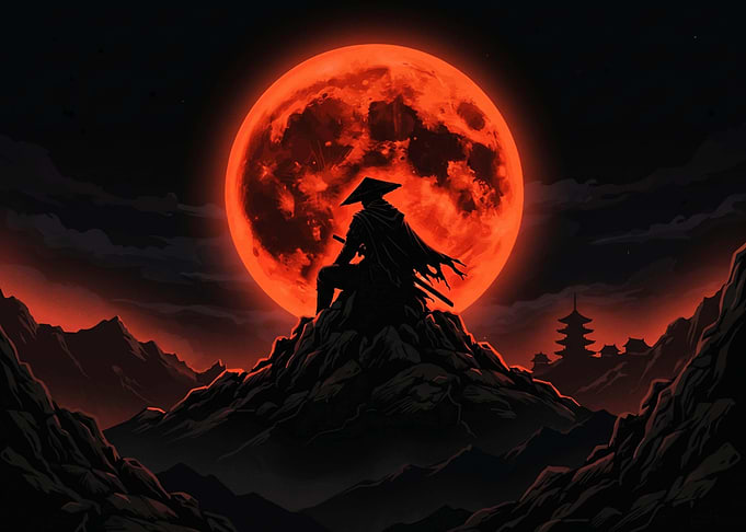Samurai Under a Blood Moon