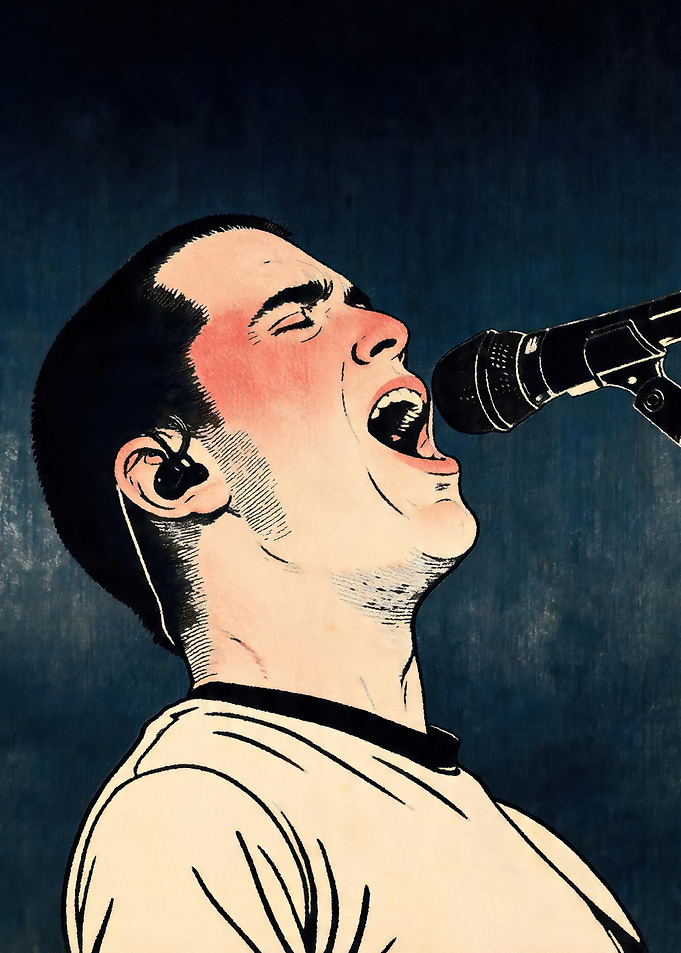 Man singing into microphone