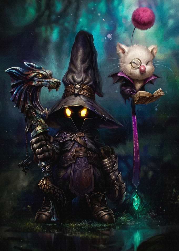 Vivi and Moogle with Dragon Staff