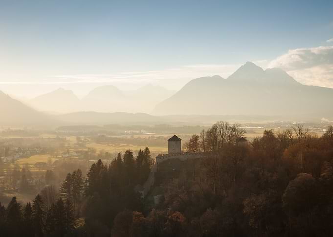 Misty Mountain Landscape with Castle