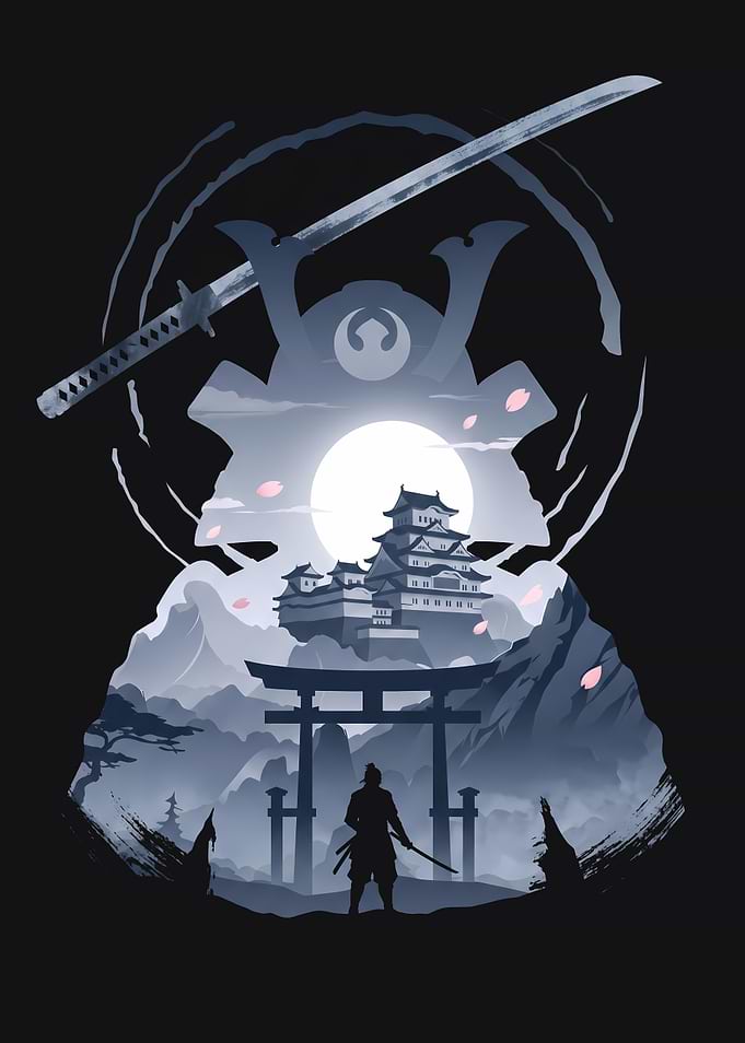 Samurai Castle Moonlit Landscape