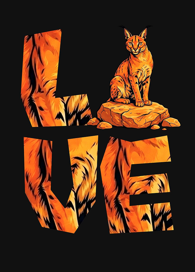 Caracal Love Text Art