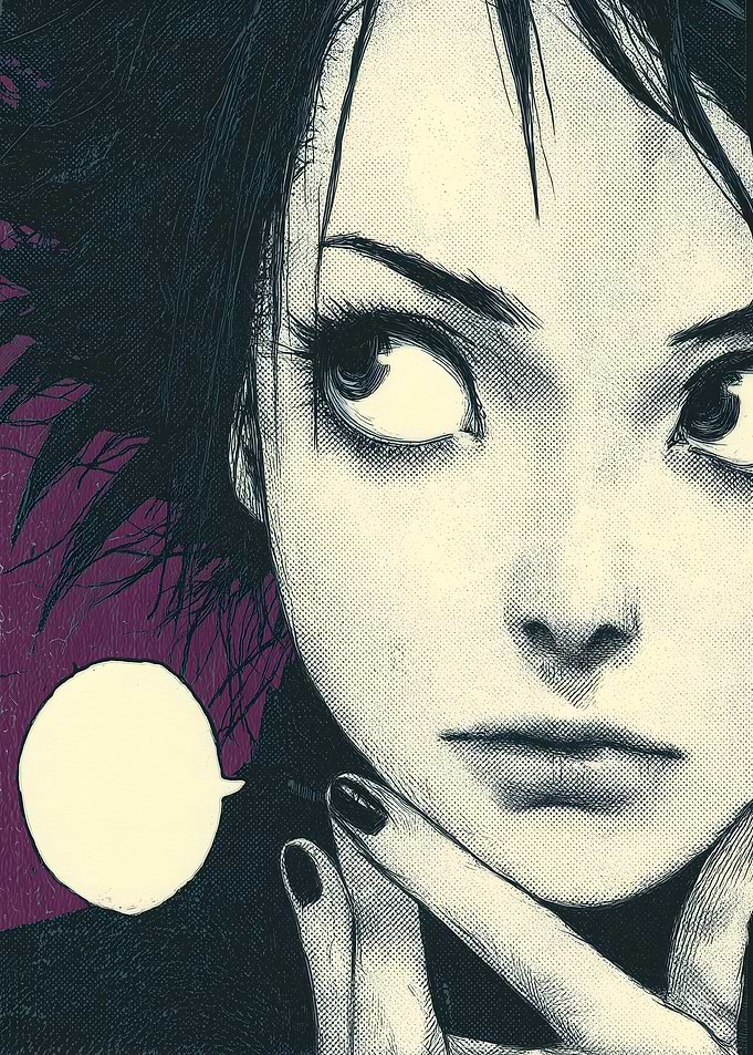Manga style portrait with speech bubble