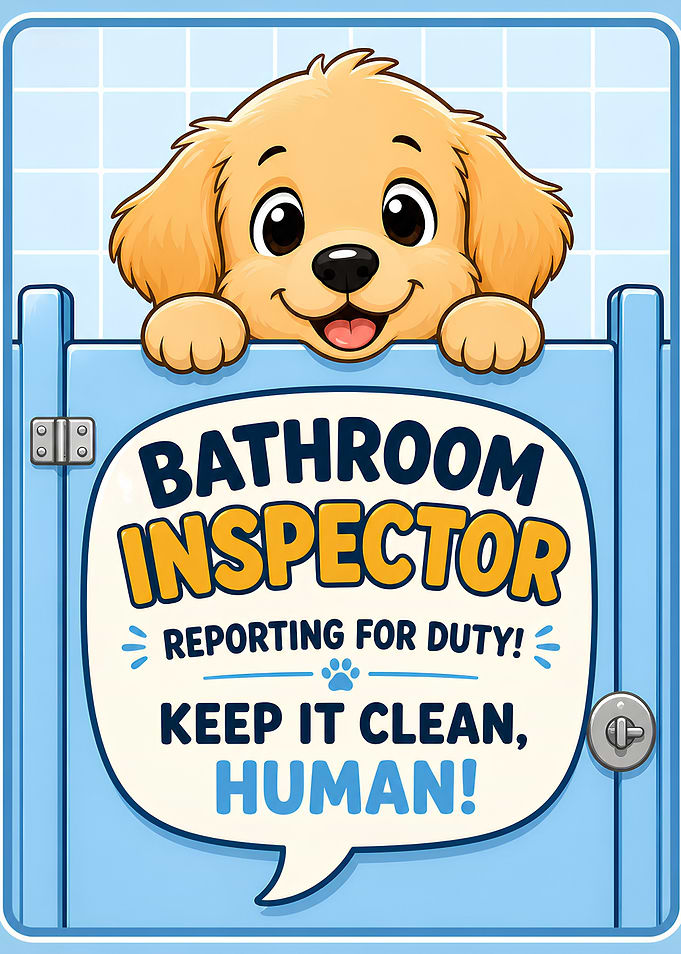 Cute Dog Bathroom Inspector