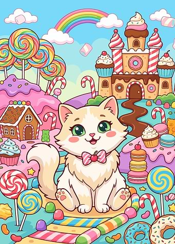 Cute Cat in a Candy Land