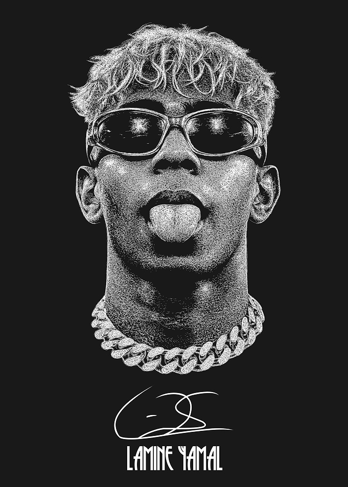 Lamine Yamal Scribble Art Style.