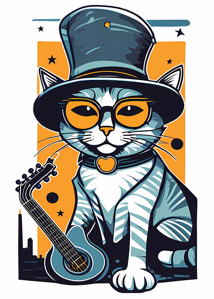 Rock Meowsician with Guitar