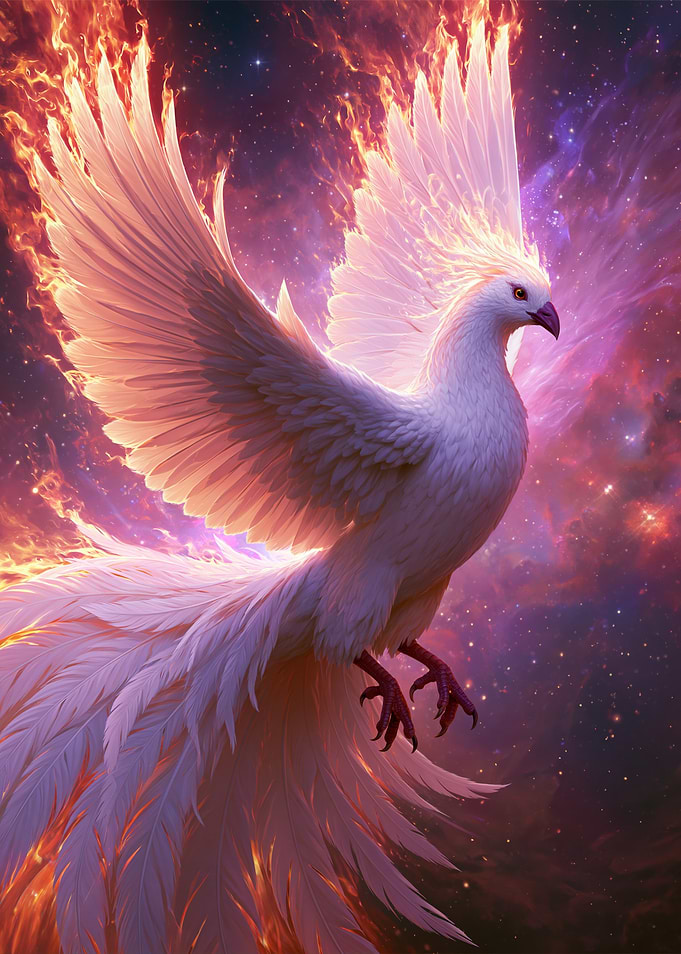 White Phoenix in Cosmic Flames