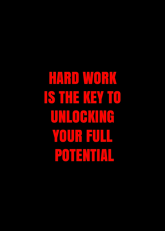 Hard work quote on black background