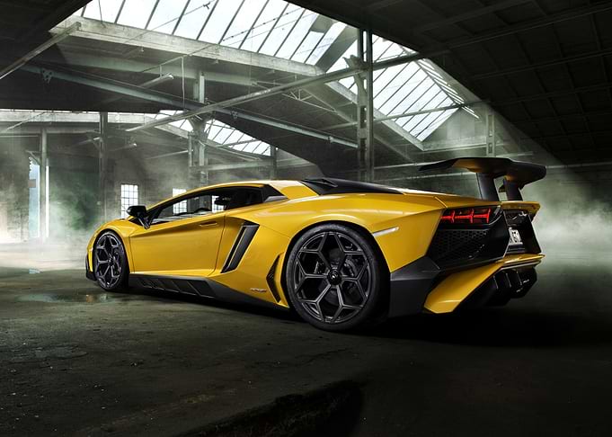 Yellow Lamborghini Aventador in Warehouse
