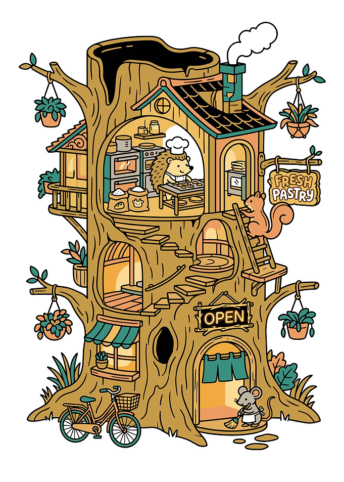 Cute Animal Bakery in a Treehouse