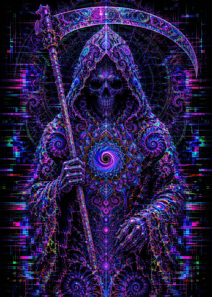 Grim Reaper Psychedelic Glitch Art