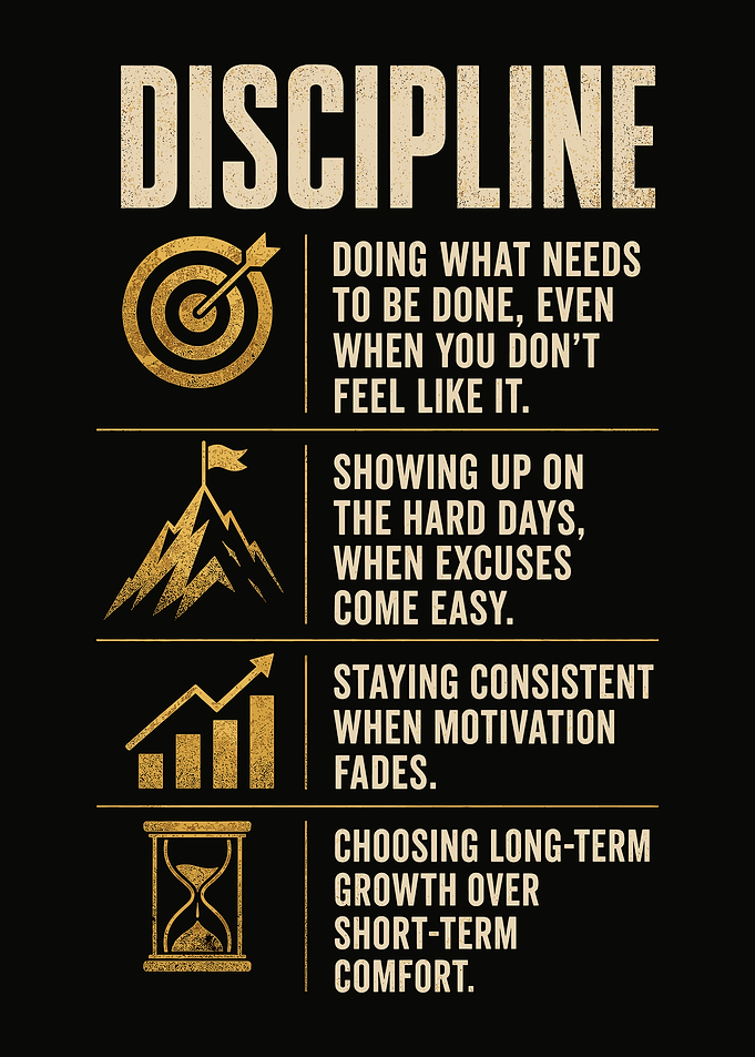 Discipline Definition Poster Motivational Typography Wall Art for Success Mindset