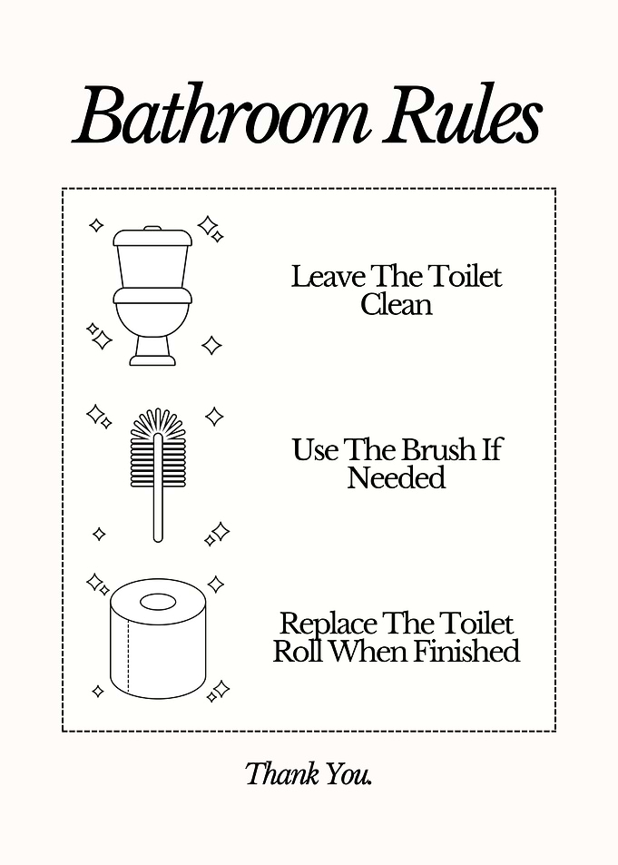 Bathroom Rules Sign toilet paper wall art