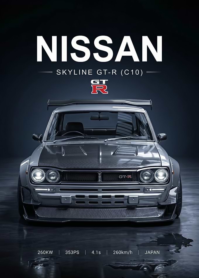 sleek Nissan Skyline GT-R C10 car poster