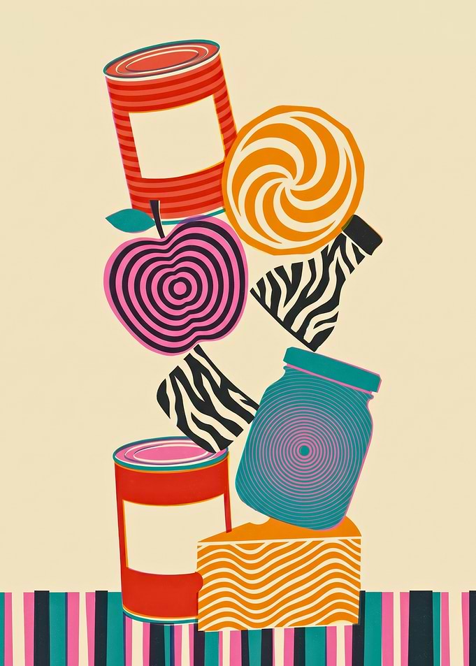 Canned Goods Lollipop Jar Cheese Stack Pop Art