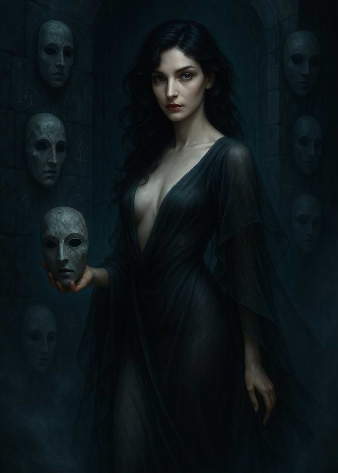 Woman Holding a Mask