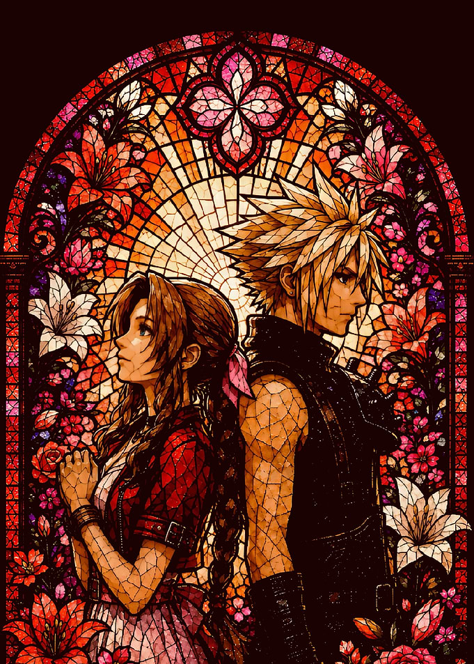 Cloud and Aerith Stained Glass