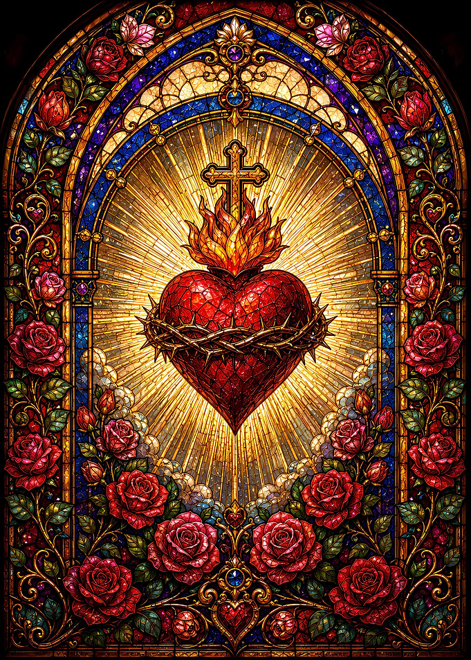 Sacred Heart Stained Glass Window