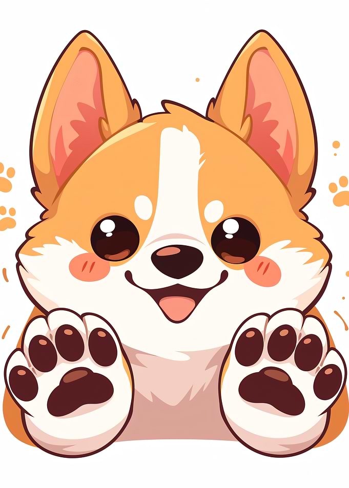 Cute Corgi Dog Waving Paws