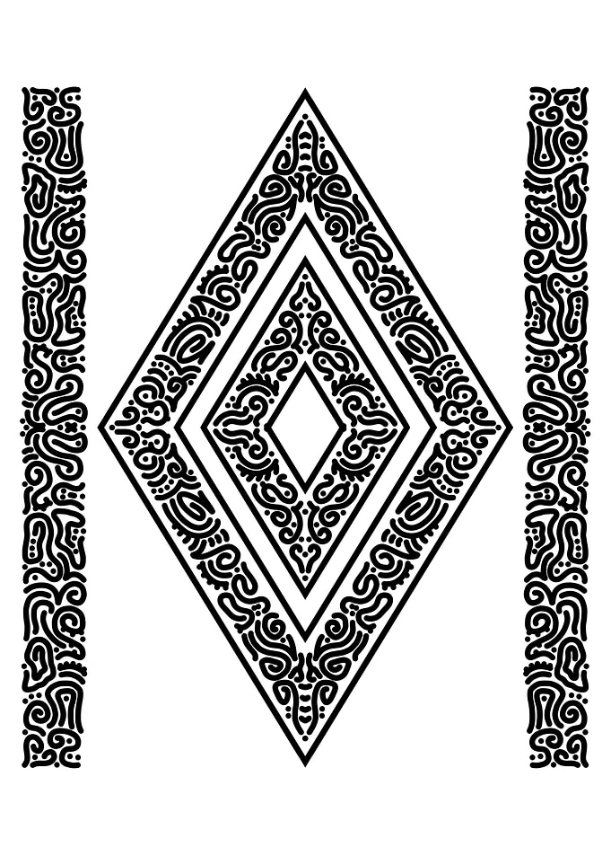Abstract Diamond and Vertical Border Design