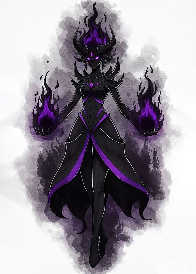 Dark Sorceress with Purple Flames