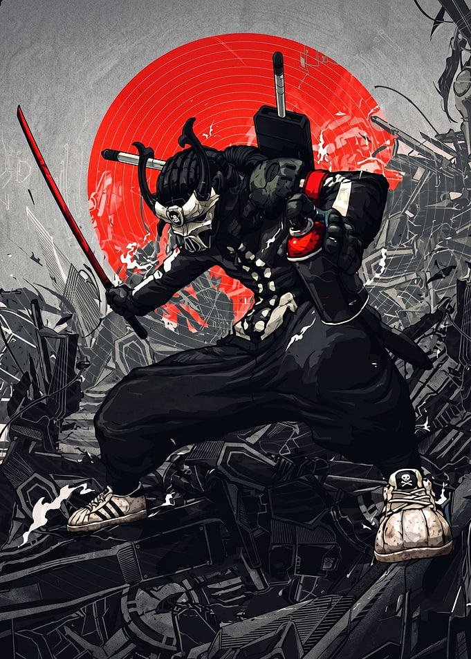 Cyberpunk Samurai with Spray Can