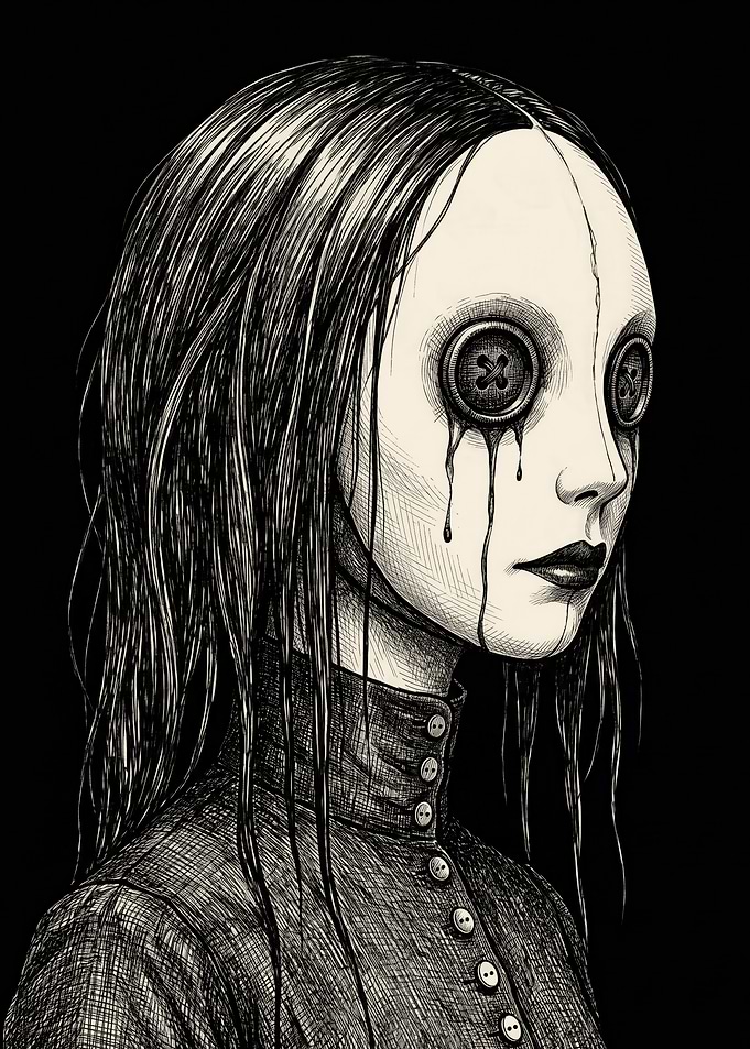 Creepy Doll with Button Eyes