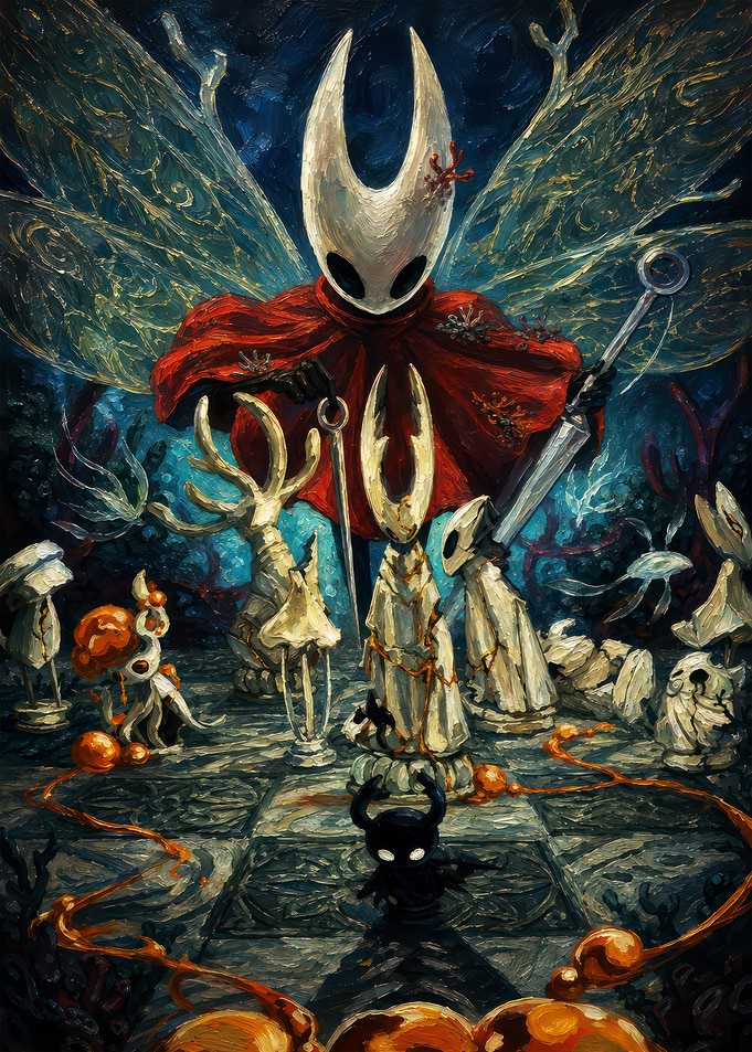 Hollow Knight Hornet and Knight Painting