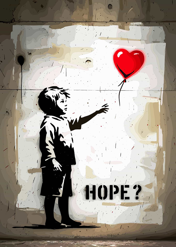 Boy Reaching for Red Heart Balloon