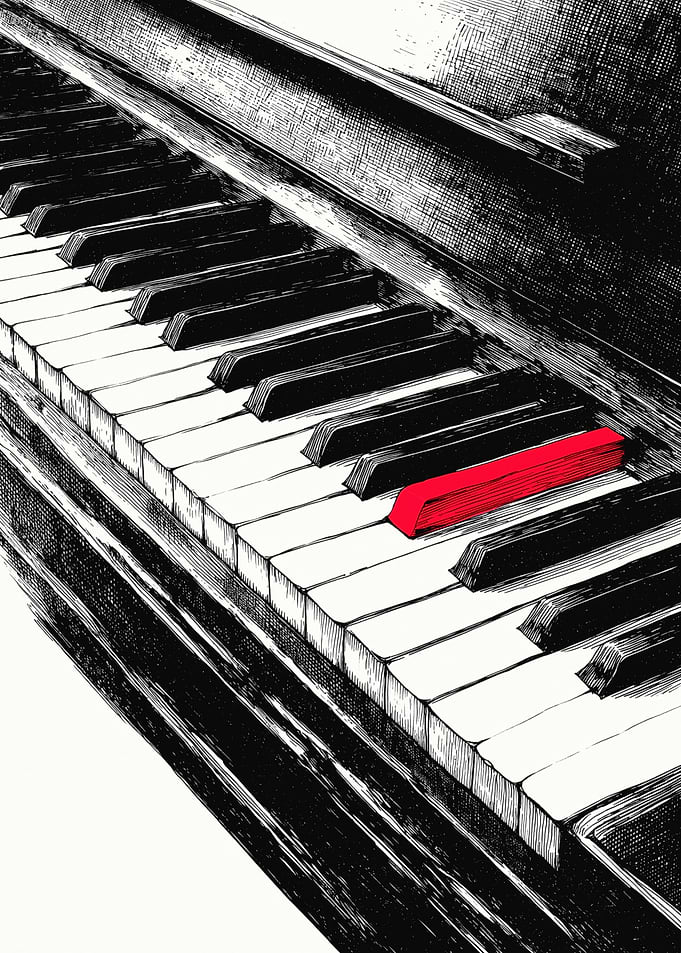 Red Piano Key