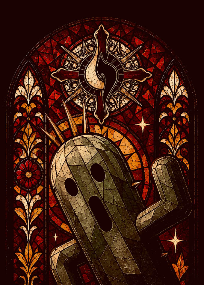 Final Fantasy Cactuar Stained Glass Art