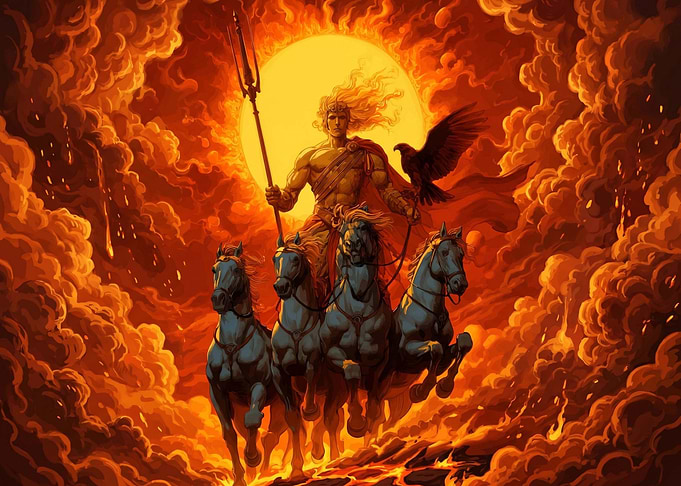 Sun God Apollo on Chariot