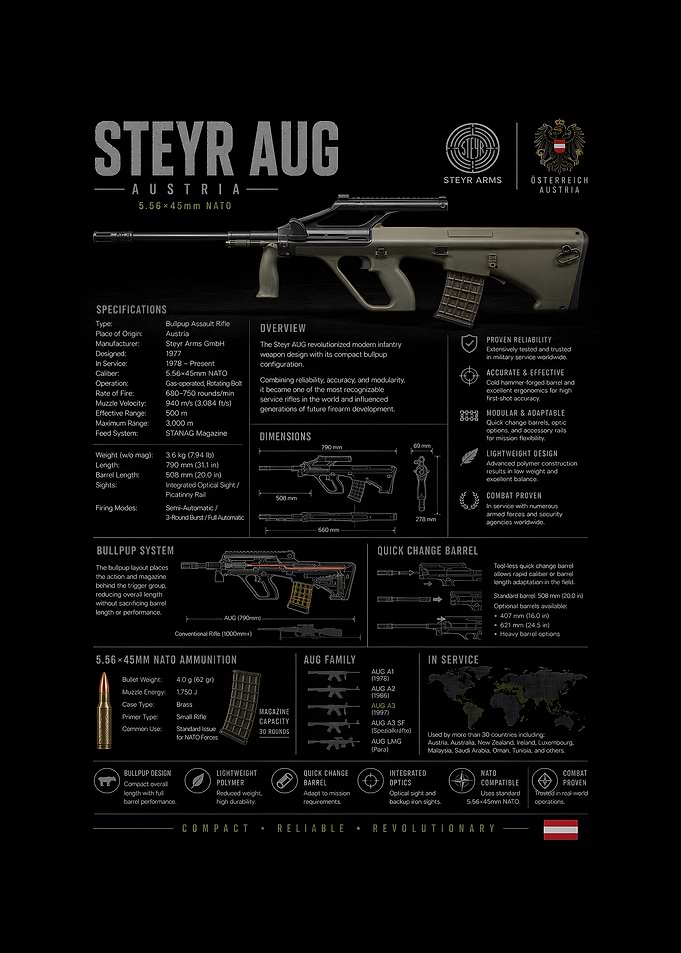 Steyr AUG Rifle Technical Poster