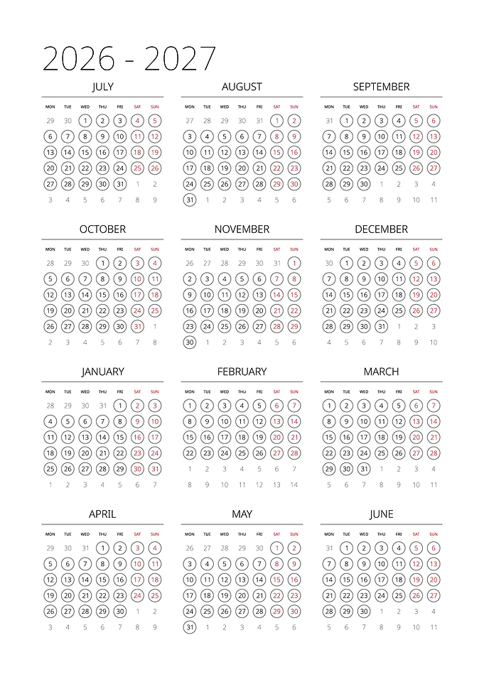 2026-2027 Calendar
