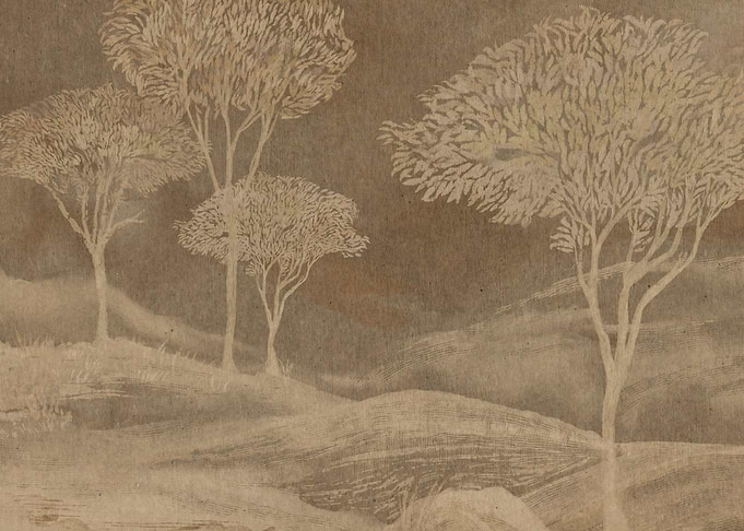 Stylized Trees on Rolling Hills