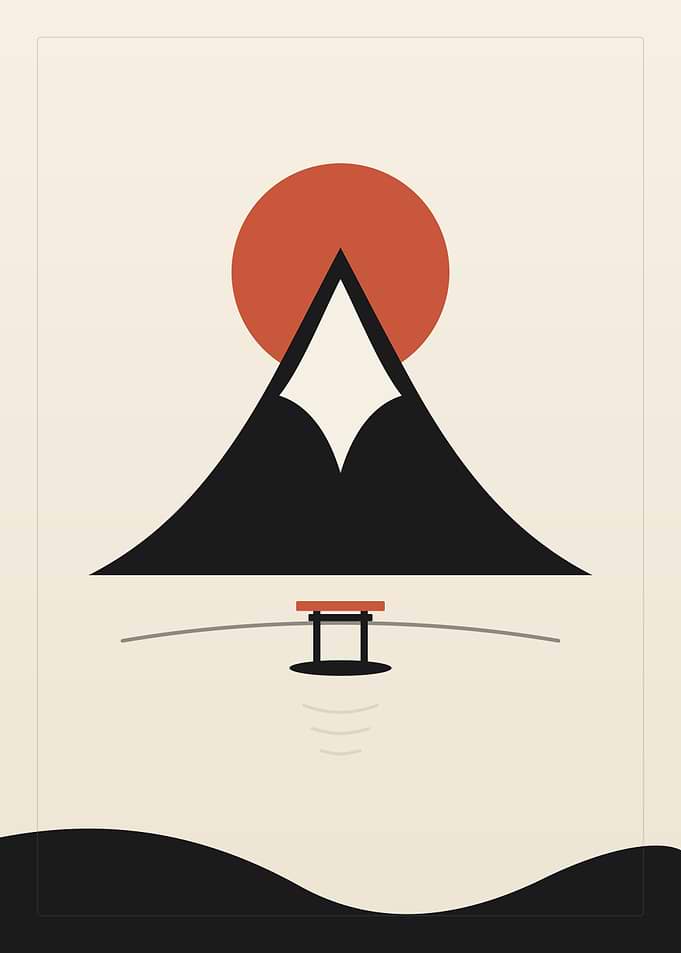 Minimalist Japanese Mountain Landscape