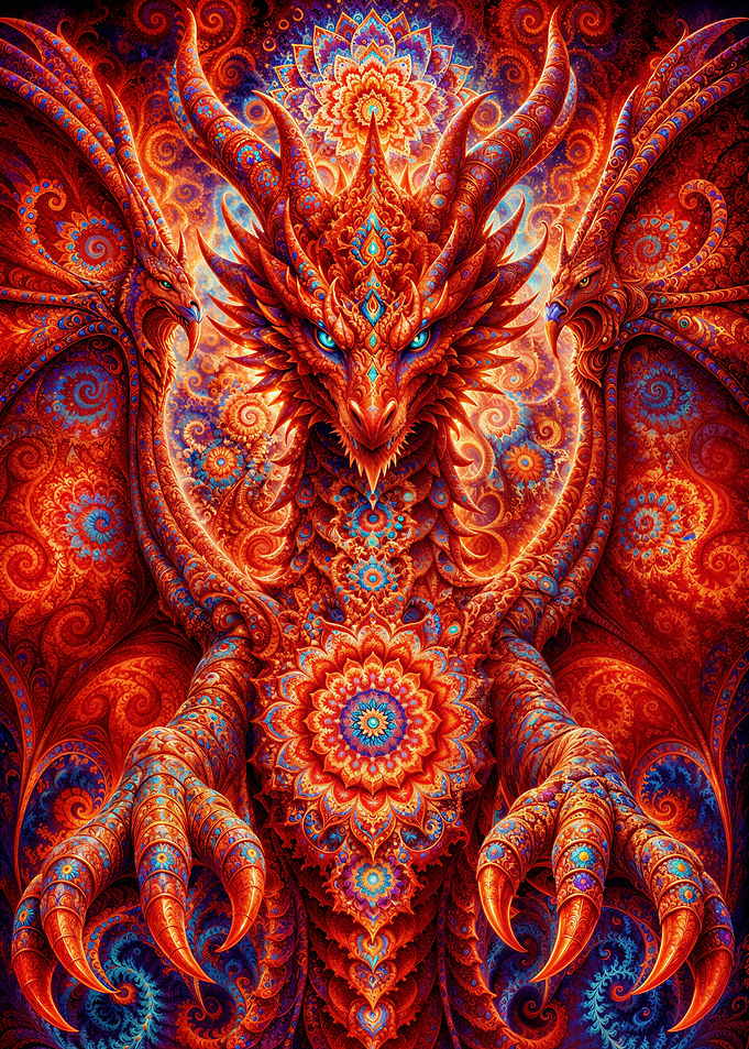 Psychedelic Fractal Mandala Dragon