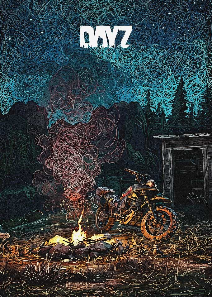 DayZ Motorcycle Campfire Scene
