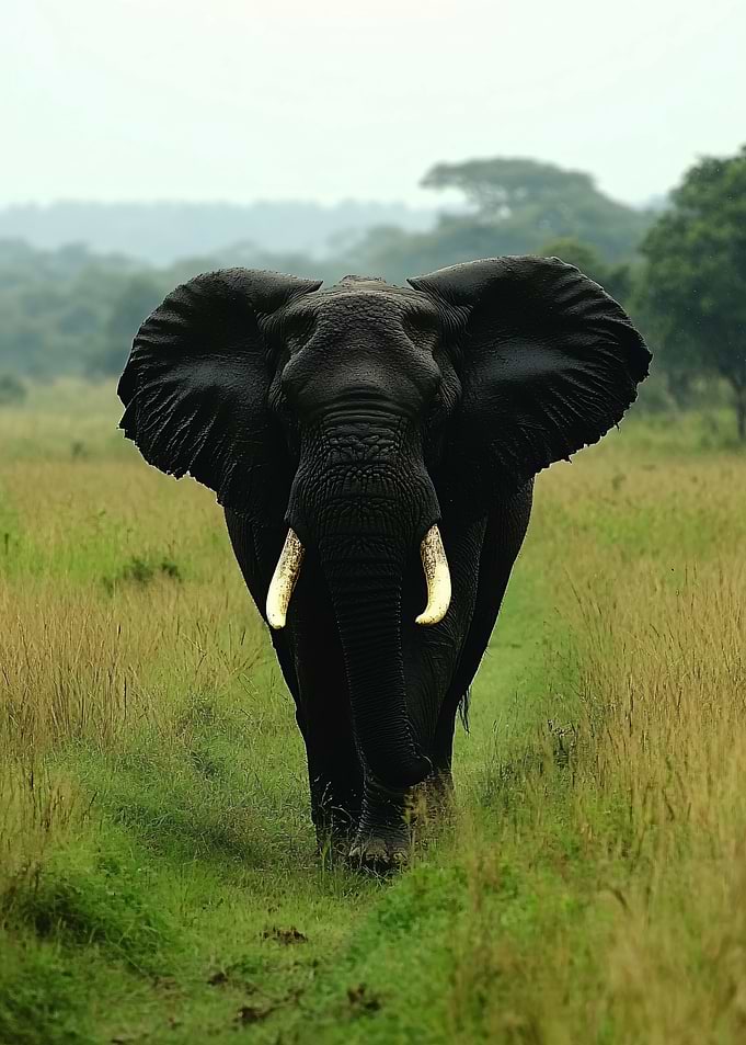 Elephant walking on a path